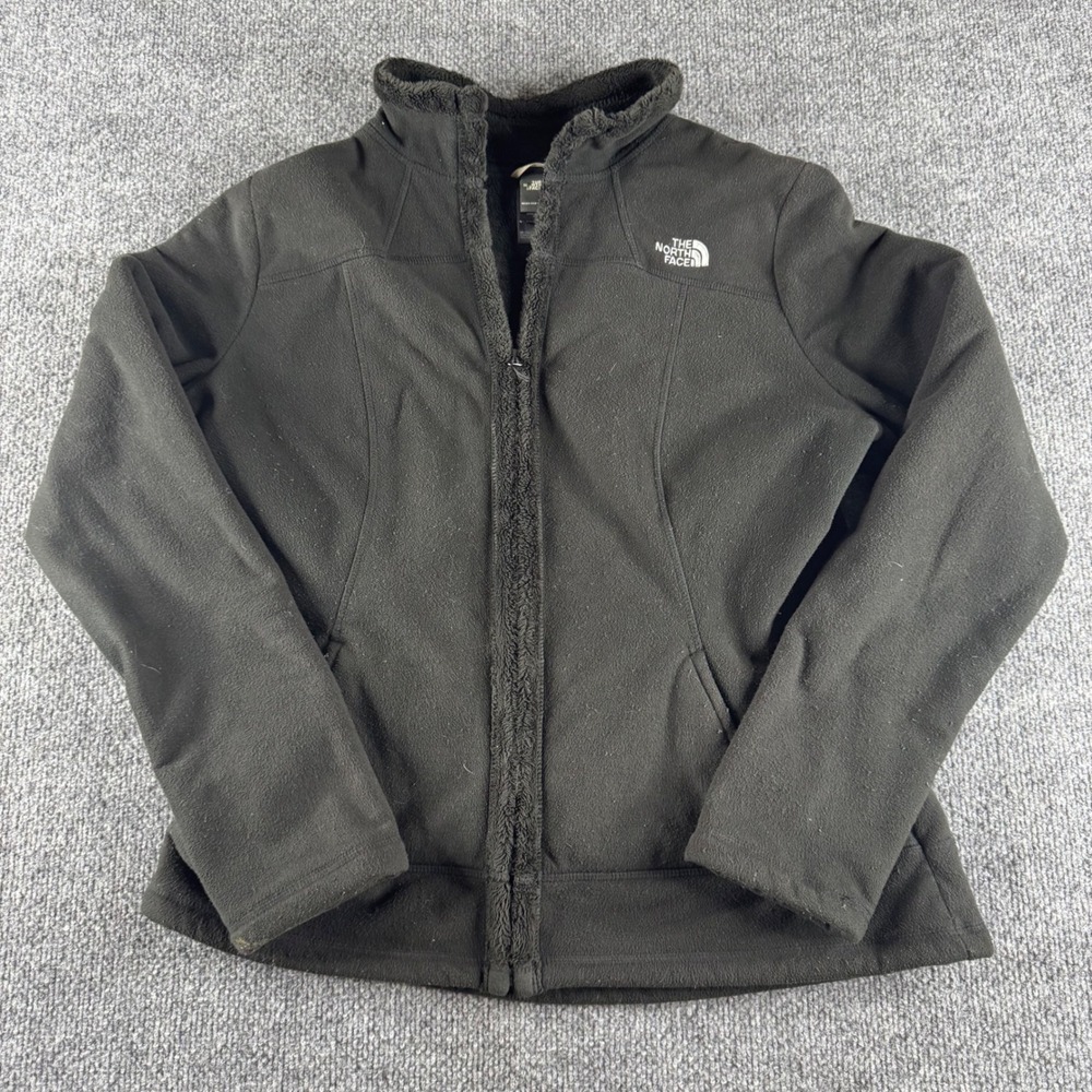 The North Face Womens Black Full Zip Fleece Jacket Mock Neck Large
